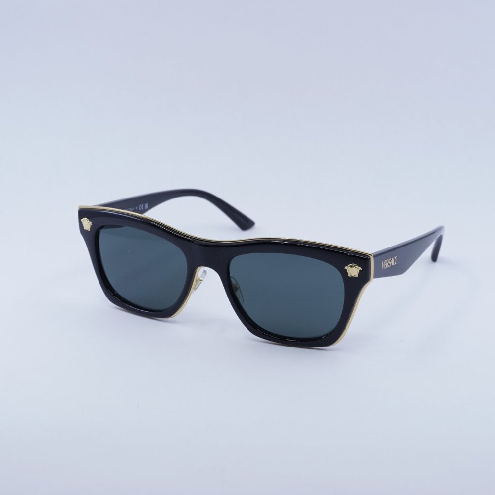Versace VE2272 GB1/87 Sunglasses Black/Gold Square Frame, Grey Lenses